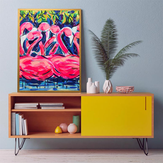 Night Flamingo Canvas Wall Art