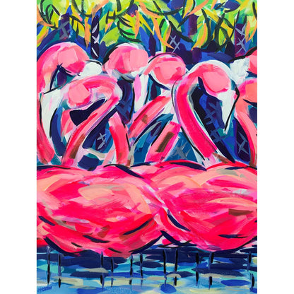 Night Flamingo Canvas Wall Art