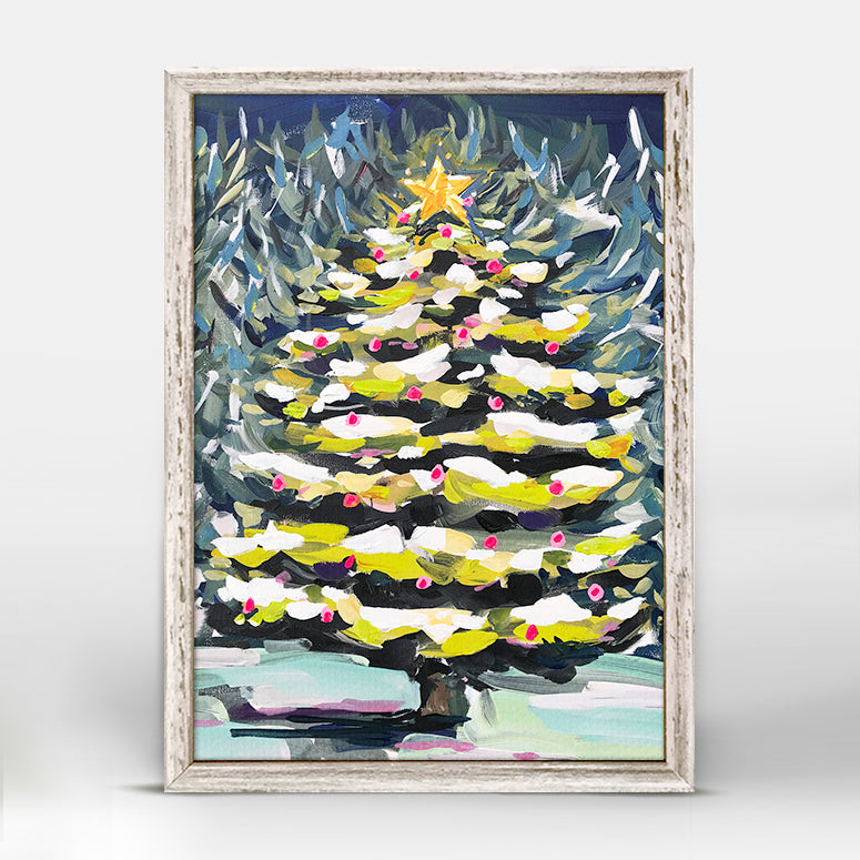 Holiday - Christmas Tree At Night Mini Framed Canvas - GreenBox Art