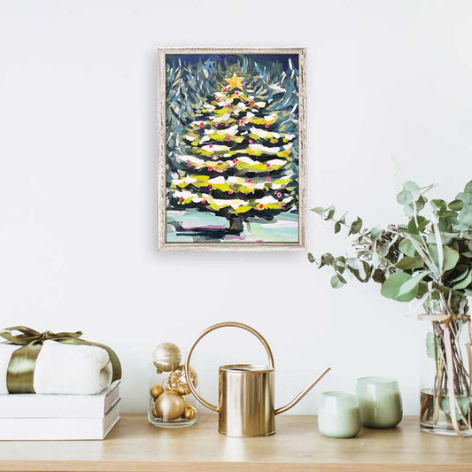 Holiday - Christmas Tree At Night Mini Framed Canvas