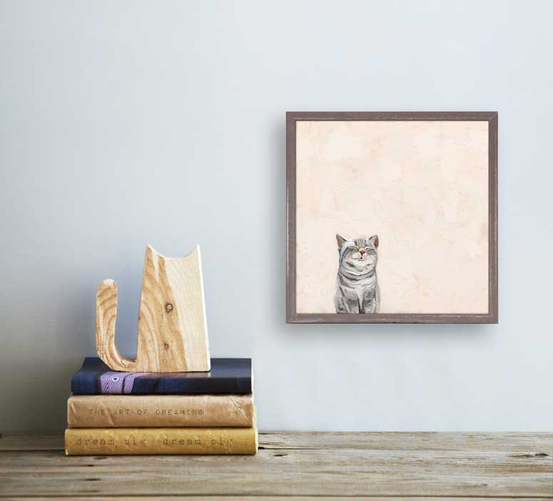 Feline Friends - Cat On Pink Mini Framed Canvas