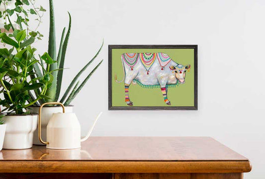 Queen Of The Pasture - Chartreuse Mini Framed Canvas - GreenBox Art