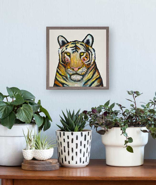 Tiger On Cream Mini Framed Canvas - GreenBox Art