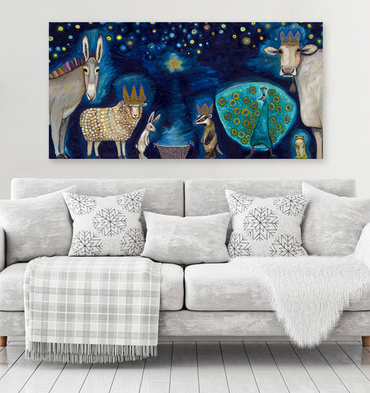 Holiday - Animal Nativity Canvas Wall Art - GreenBox Art