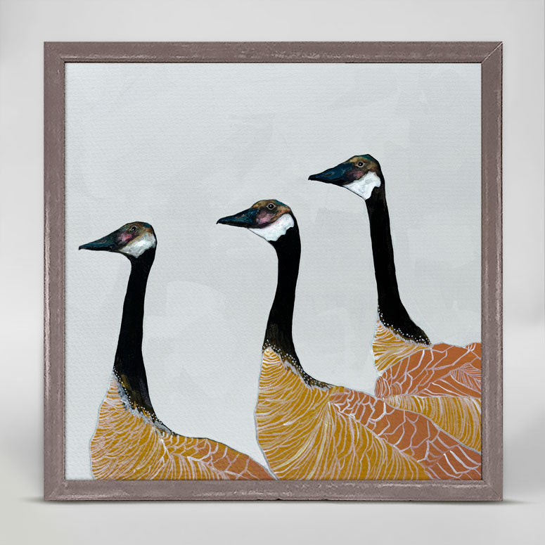 Canadian Geese - Silver White Mini Framed Canvas - GreenBox Art