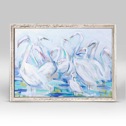 Egret Gathering Mini Framed Canvas