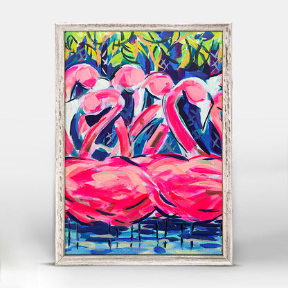Night Flamingo Mini Framed Canvas