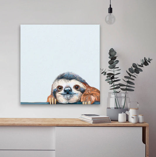 Peeking Sloth Canvas Wall Art
