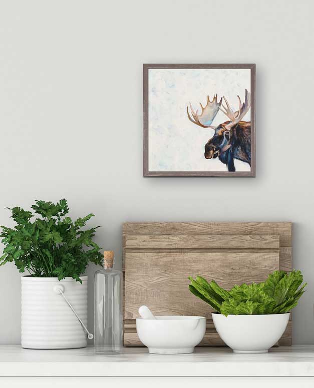 Adult Moose Mini Framed Canvas