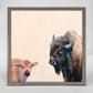Bison and Baby Mini Framed Canvas