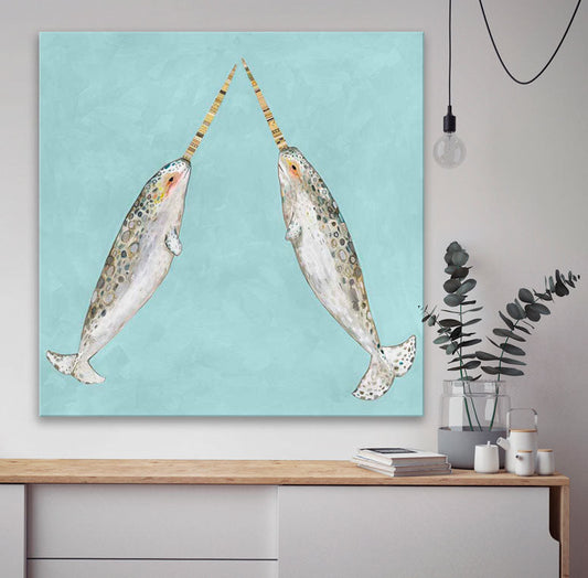 Narwhal Duo Canvas Wall Art - GreenBox Art