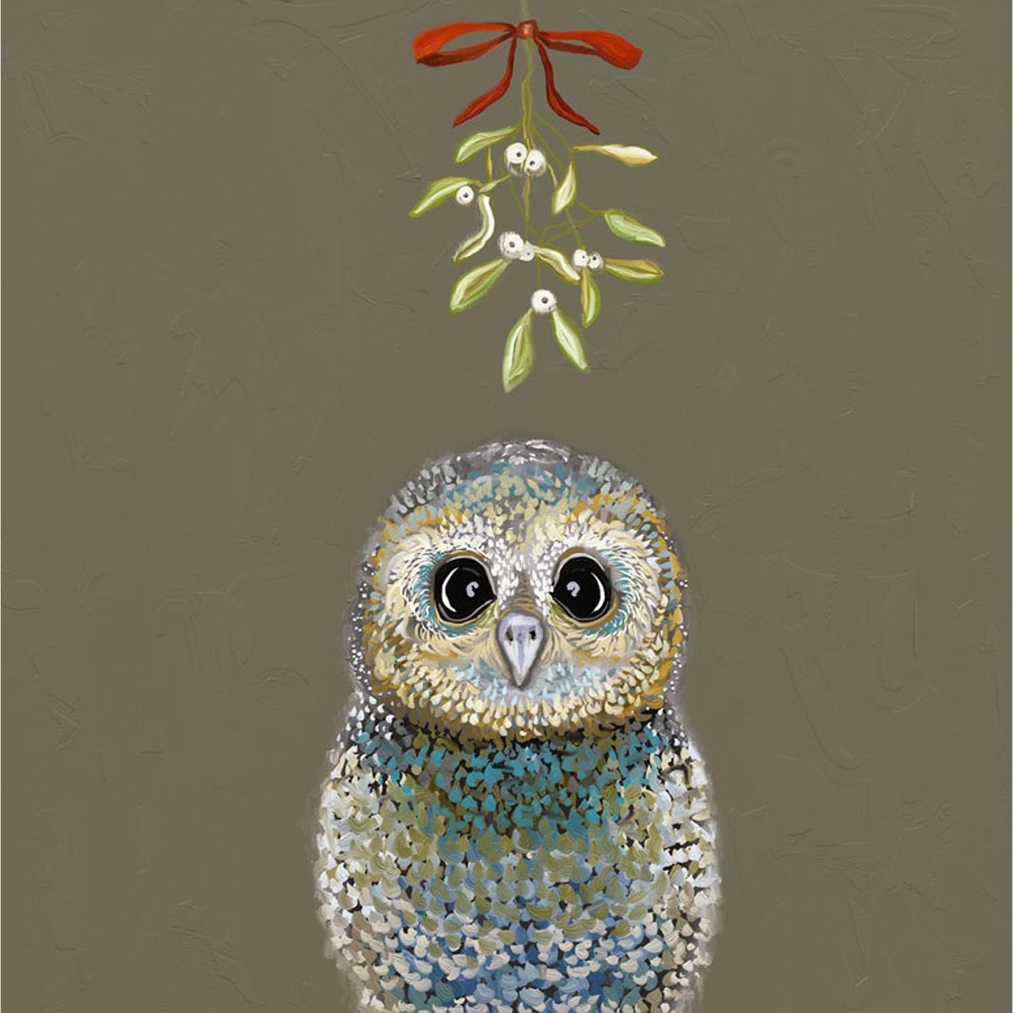 Holiday - Owliday Mistletoe Canvas Wall Art