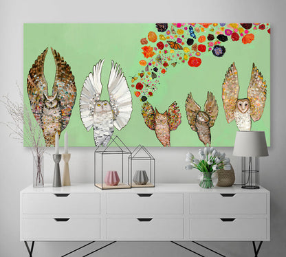 Owl Ballet Troupe Canvas Wall Art - GreenBox Art