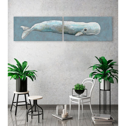 Whale In The Sea Diptych Canvas Wall Art