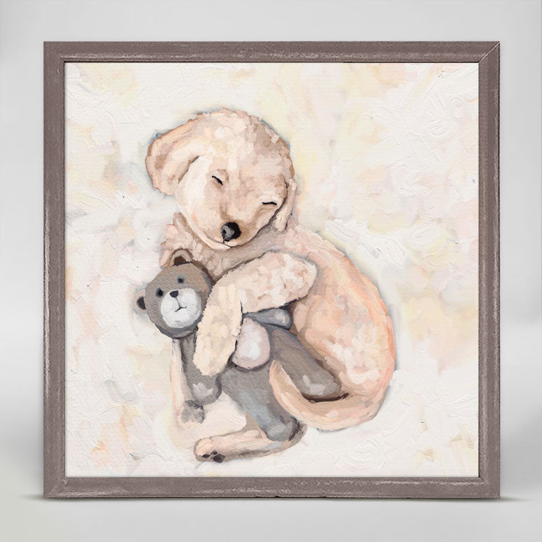 Best Friend - Puppy And Bear Mini Framed Canvas