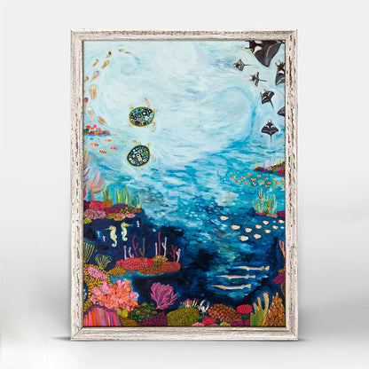 Manta Ray Reef Mini Framed Canvas
