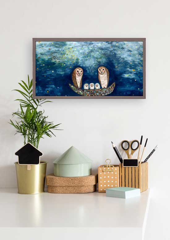 Barn Owl Treasure Nest Mini Framed Canvas