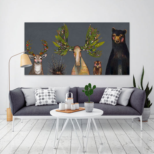 The Forest Five - Charcoal Canvas Wall Art - GreenBox Art