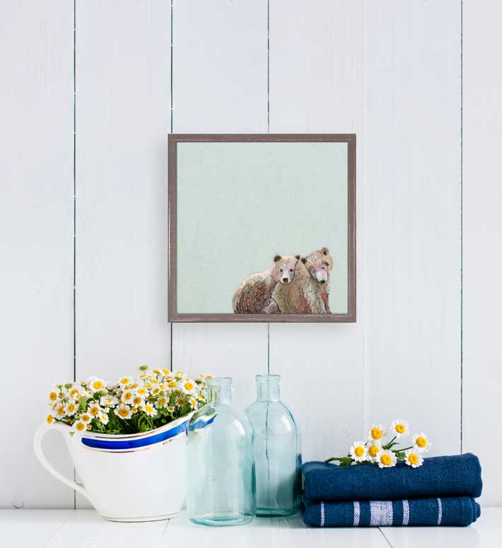 Cuddle Bear Pair Mini Framed Canvas - GreenBox Art