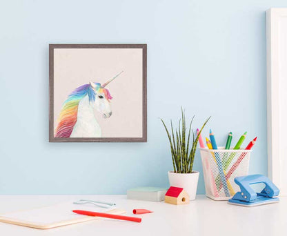 Rainbow Unicorn Mini Framed Canvas - GreenBox Art