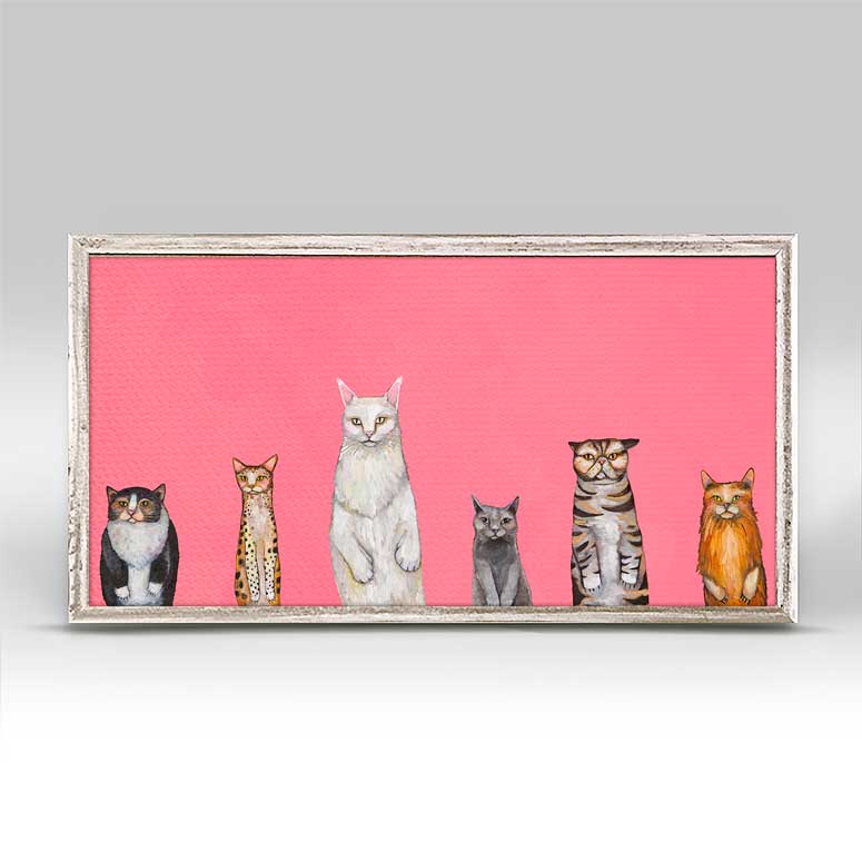 Cats Cats Cats - Pink Mini Framed Canvas