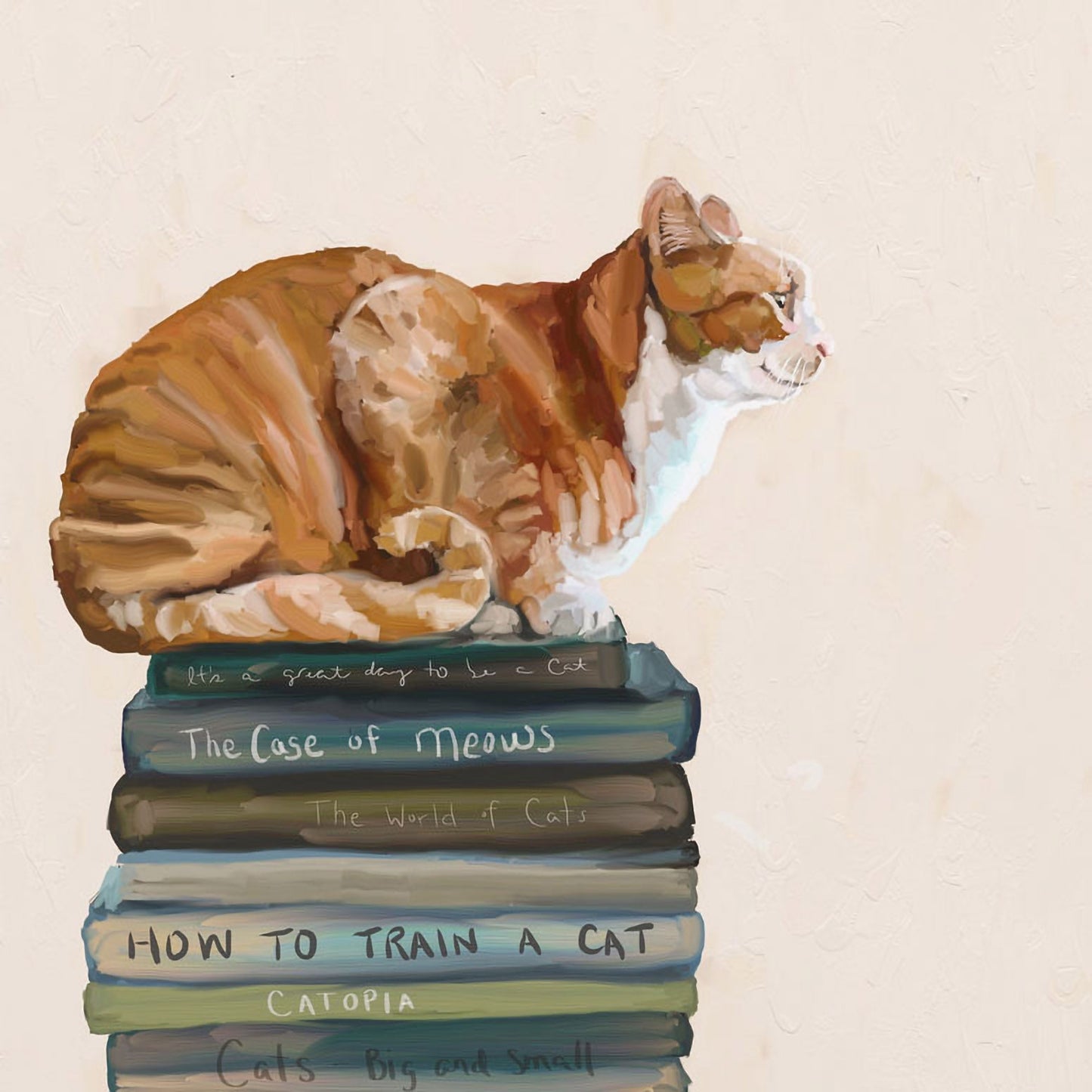 Cat On Books 1 Canvas Wall Art - GreenBox Art