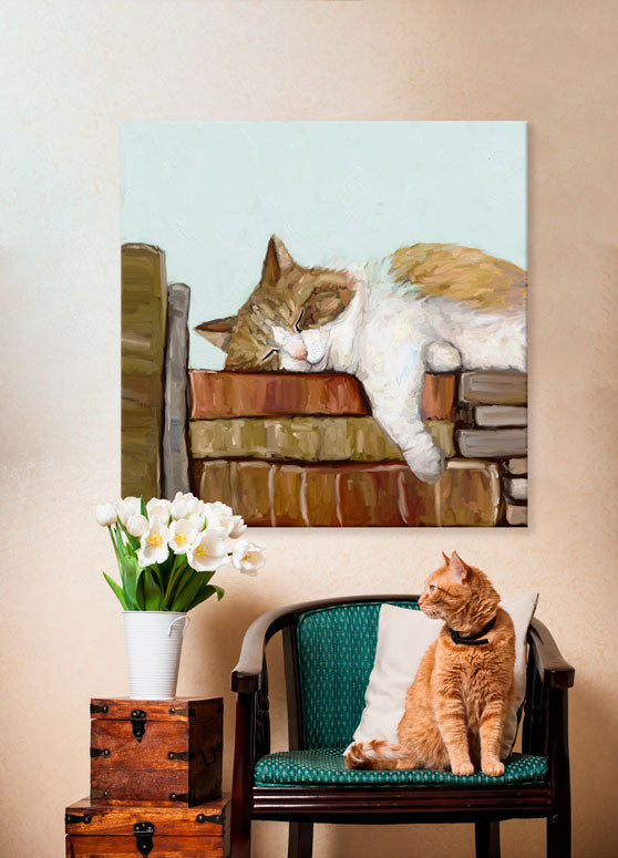 Cat On Books 3 Canvas Wall Art