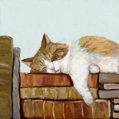 Cat On Books 3 Canvas Wall Art
