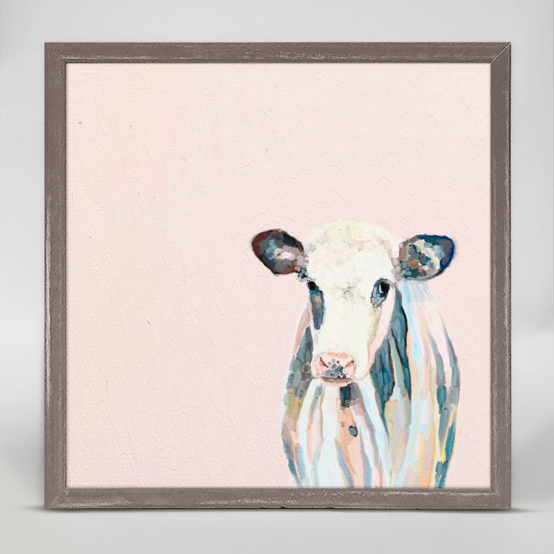 Side Eye Cow Mini Framed Canvas - GreenBox Art