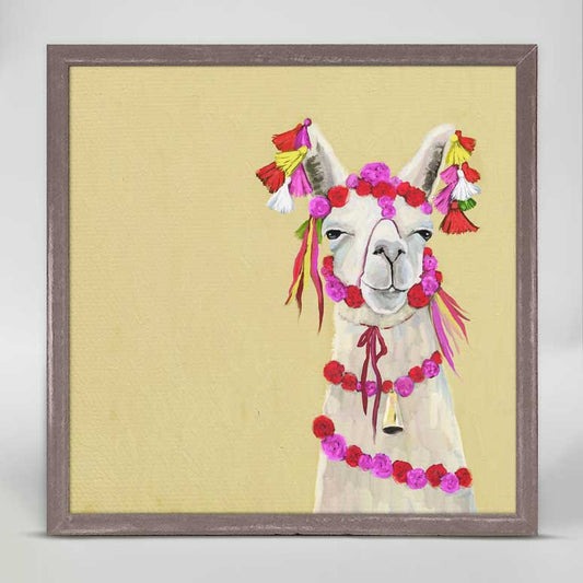 Llama With Poms Mini Framed Canvas - GreenBox Art