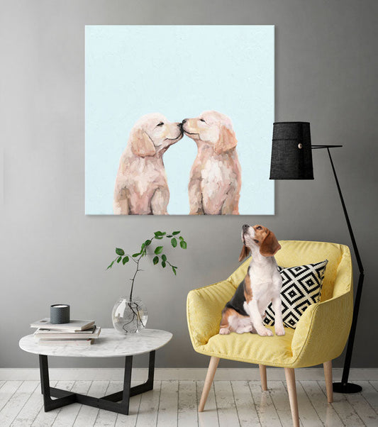 Best Friend - Golden Pup Kisses Canvas Wall Art