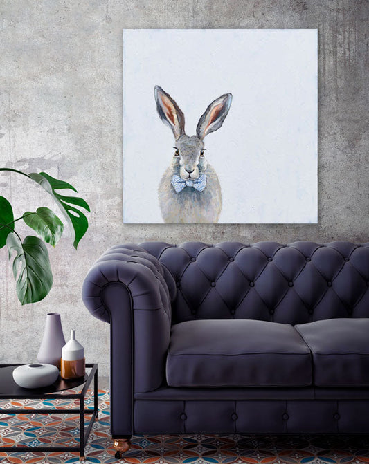 Bow Tie Bunny Canvas Wall Art - GreenBox Art