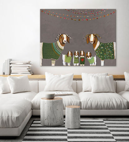 Goats In Sweaters Canvas Wall Art
