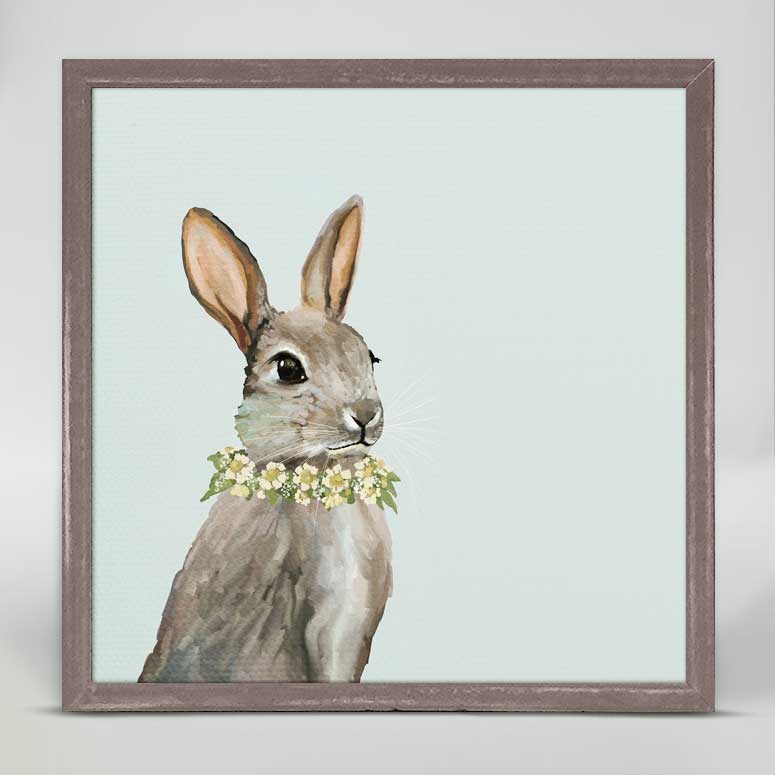 Bunny With Flower Wreath Mini Framed Canvas - GreenBox Art