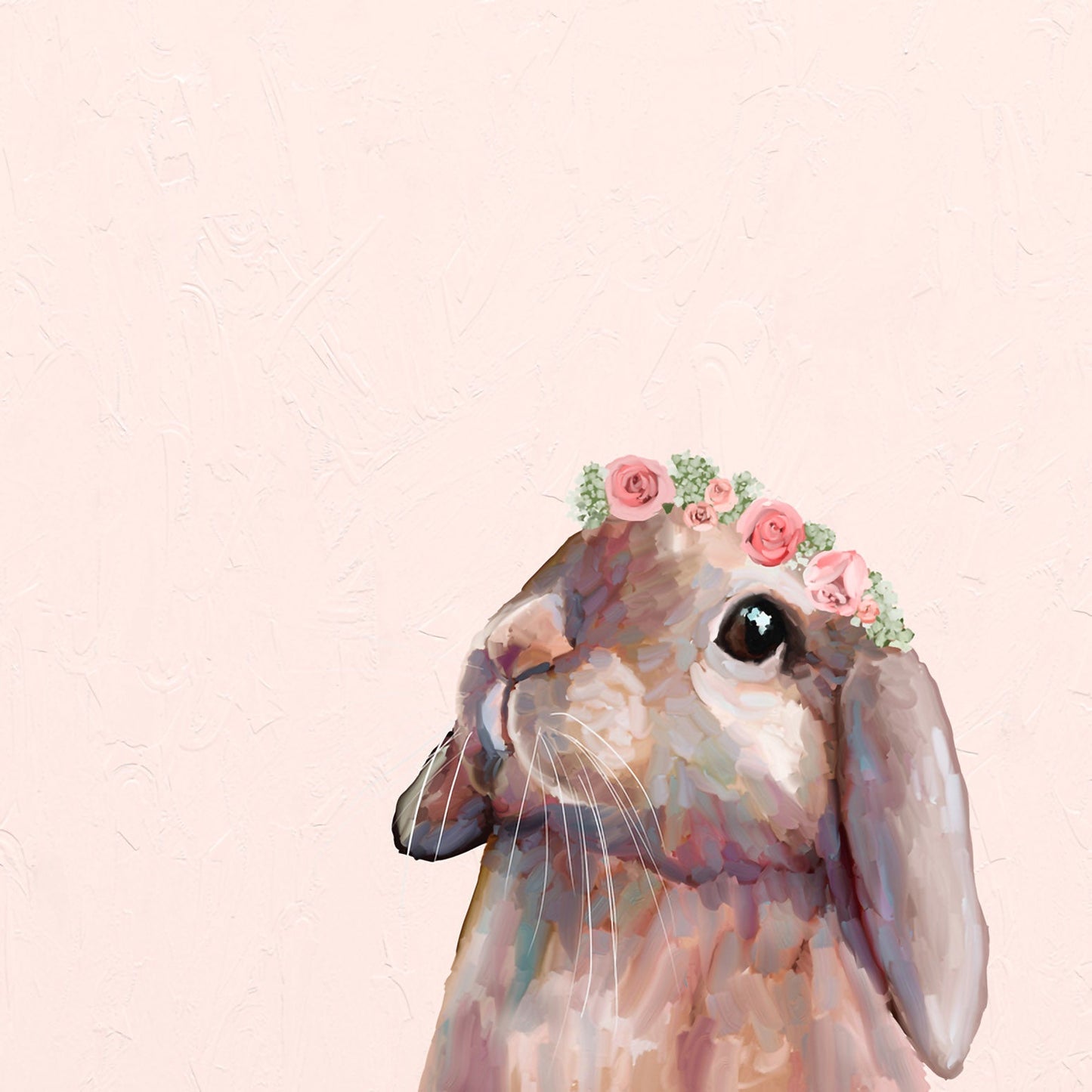 Bunny With Flower Crown Canvas Wall Art