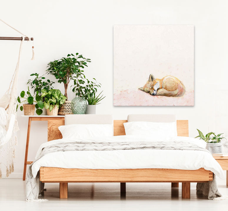 Curled Up Fox Canvas Wall Art - GreenBox Art