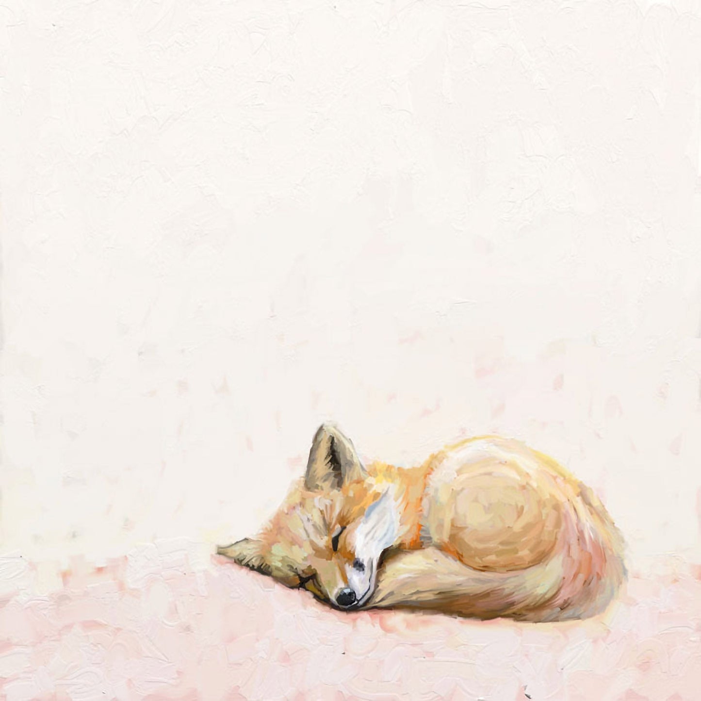 Curled Up Fox Canvas Wall Art - GreenBox Art