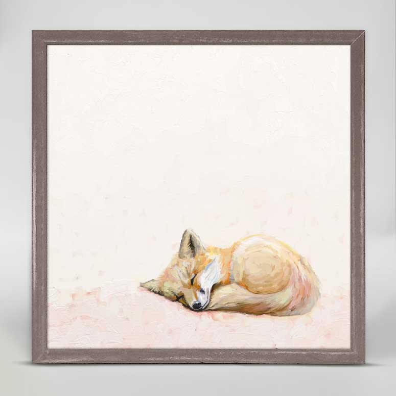 Curled Up Fox Mini Framed Canvas