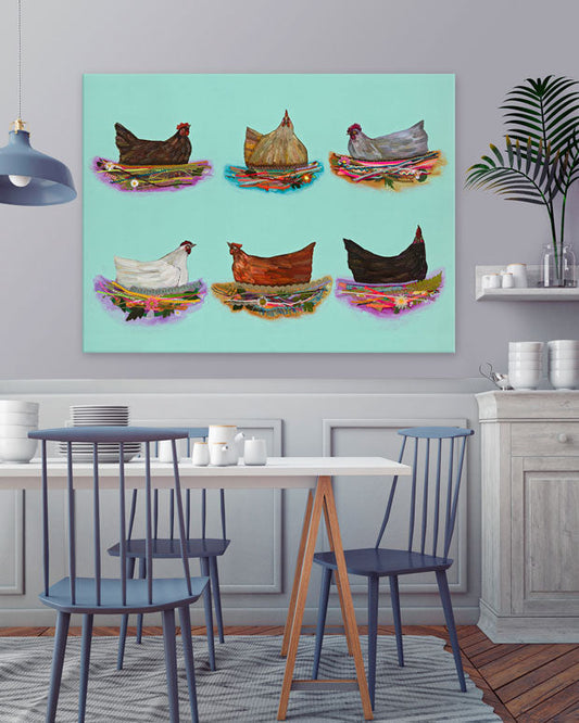 Nesting Hens Canvas Wall Art - GreenBox Art