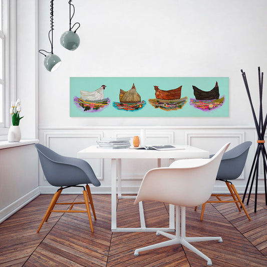 Nesting Hens - Row Canvas Wall Art - GreenBox Art