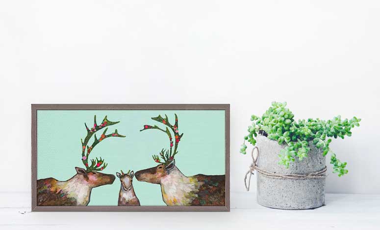 Caribou Baby Blooms Mini Framed Canvas