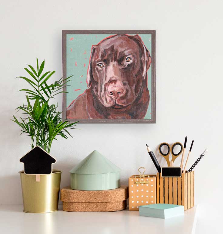 Chocolate Lab Mini Framed Canvas - GreenBox Art