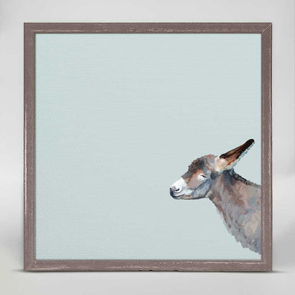 Baby Donkey On Blue Mini Framed Canvas