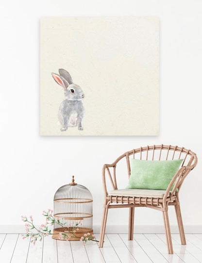 Soft Gray Bunny Canvas Wall Art - GreenBox Art