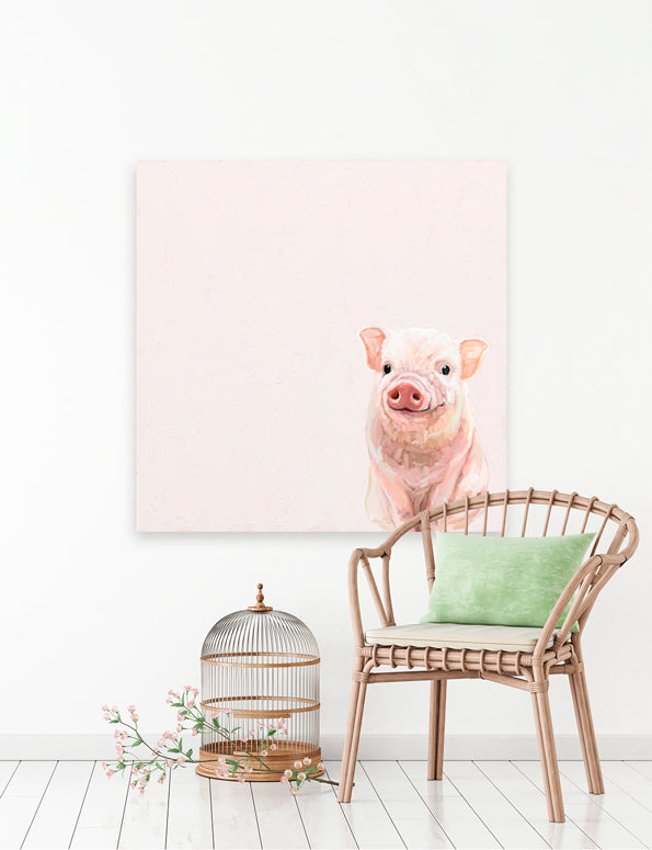 Spring Piglet Canvas Wall Art - GreenBox Art