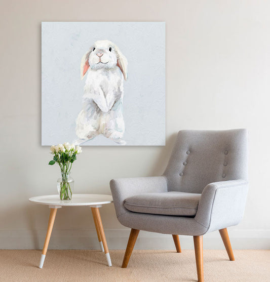 White Lop-Eared Canvas Wall Art - GreenBox Art