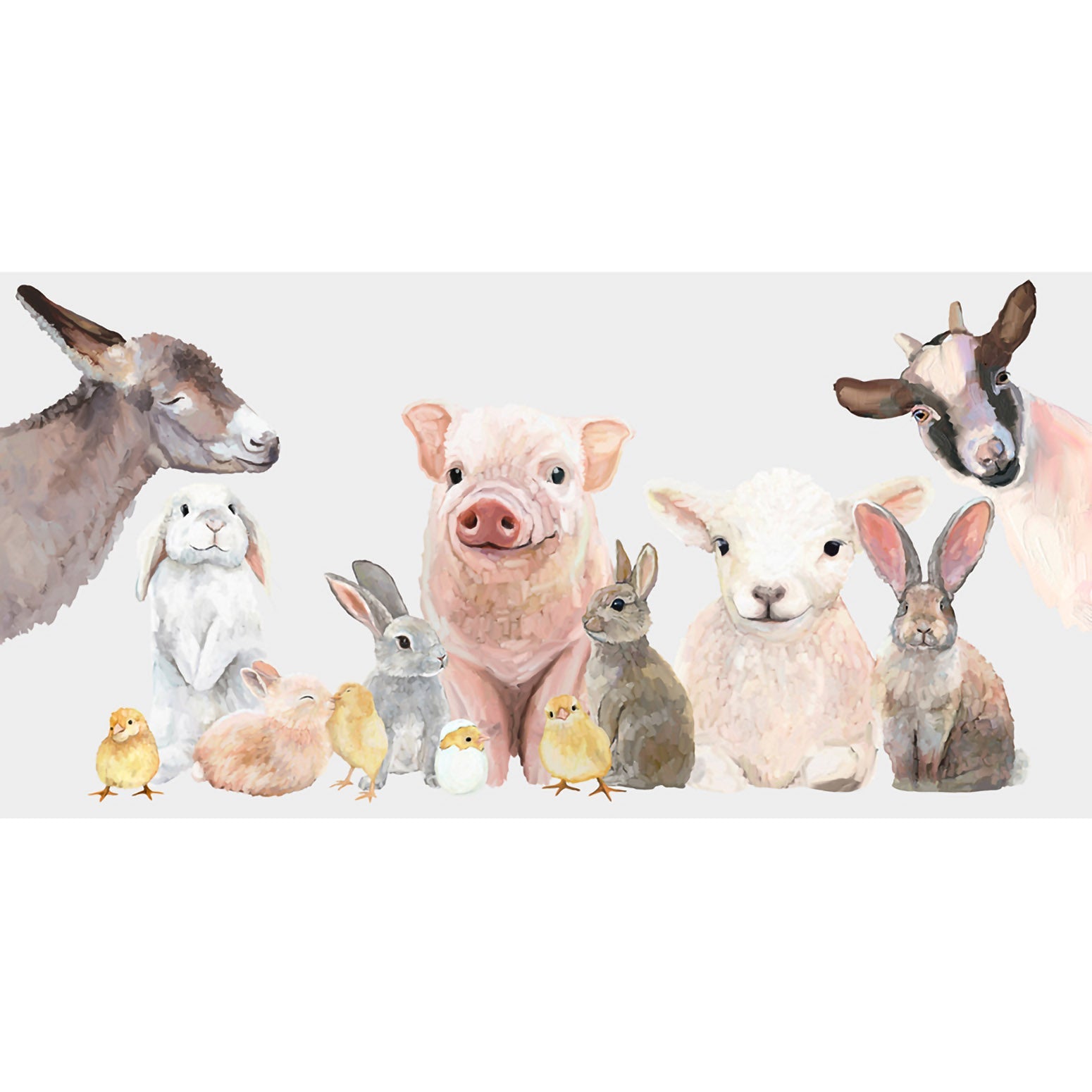 Spring Animal Babies - Gray Canvas Wall Art - GreenBox Art