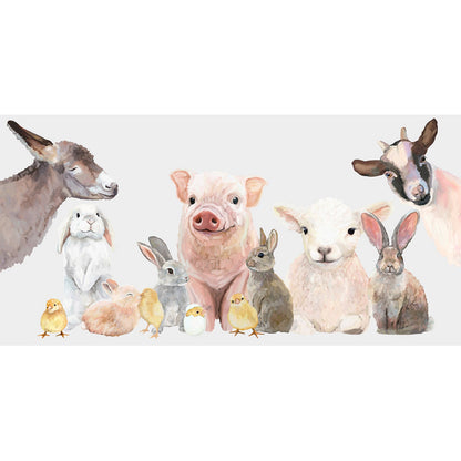 Spring Animal Babies - Gray Canvas Wall Art - GreenBox Art