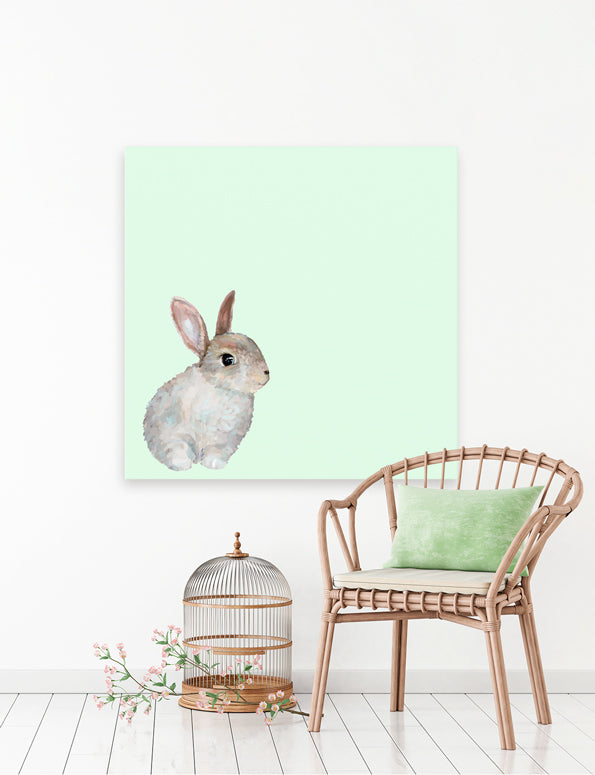 Sitting White Bunny Canvas Wall Art