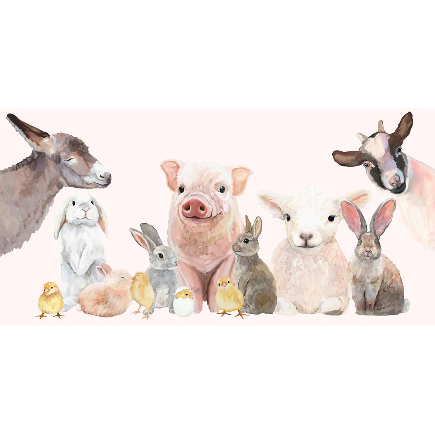 Spring Animal Babies - Pink Canvas Wall Art - GreenBox Art